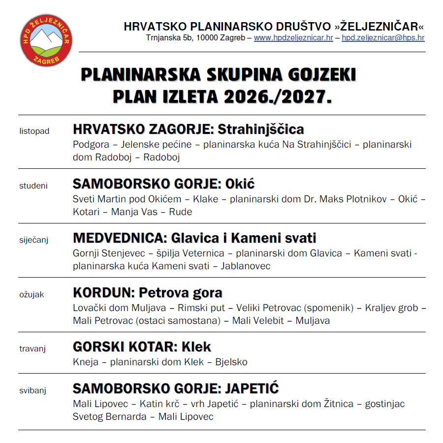 Gojzeki-plan izleta